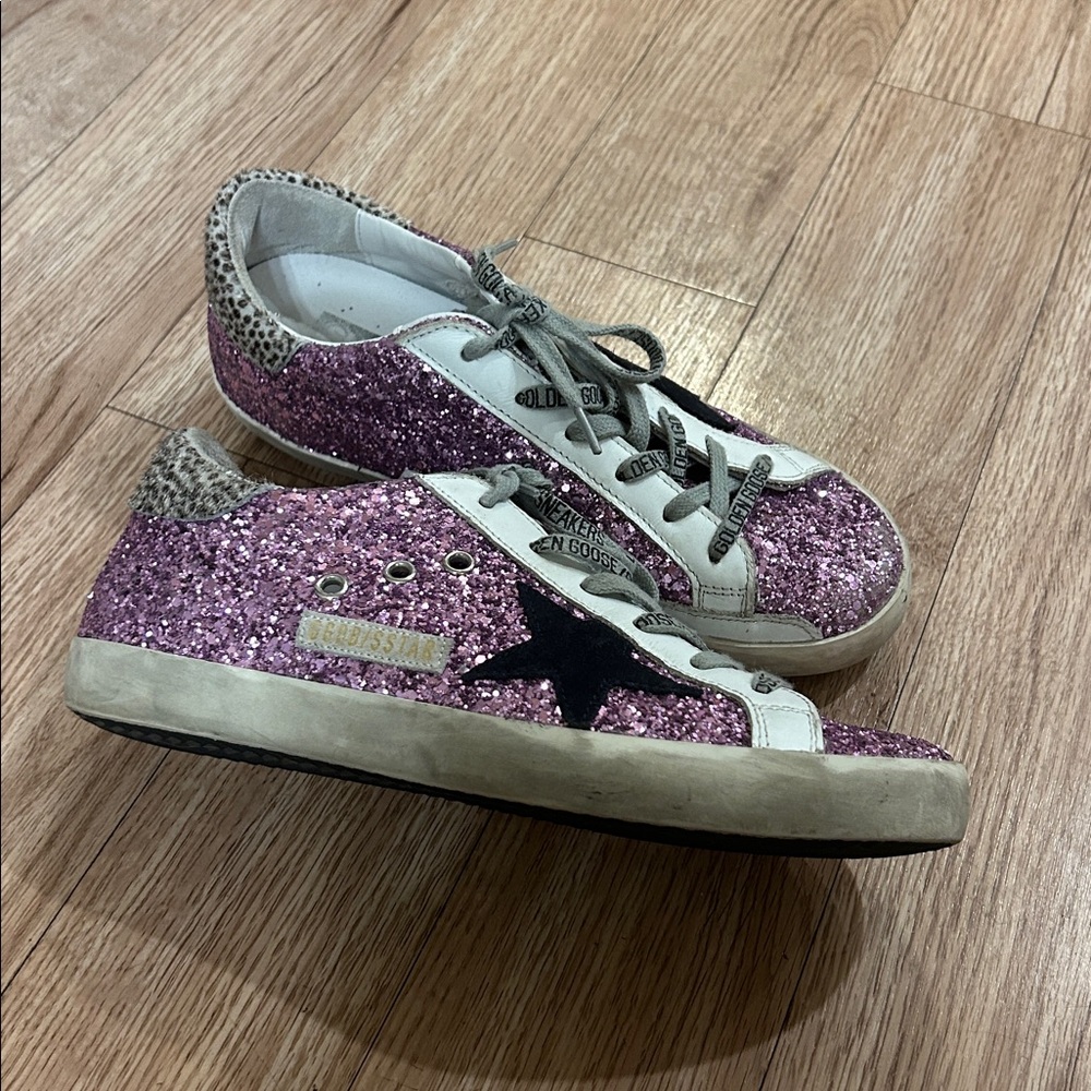 Golden Goose Purple Glitter Super Star Sneakers - Picture 2 of 9